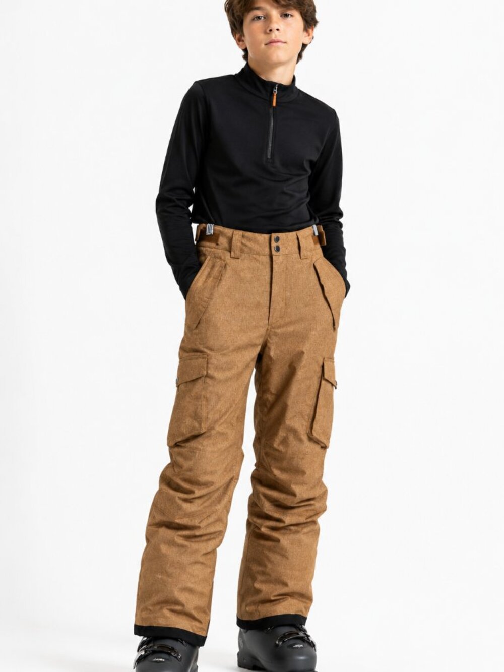 NWOT BAD BONES JUNIOR UNISEX MUTED YELLOW MARLED SKI WINTER PANTS - 12